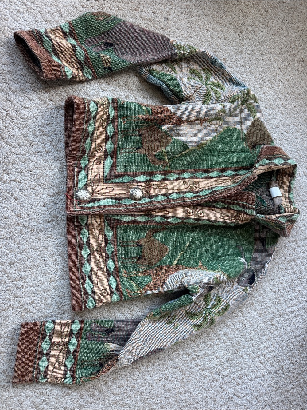 Vintage Animal-Print Knit Jacket